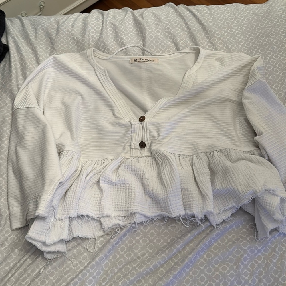 Small White Short Sleeve Top with Ruffles!